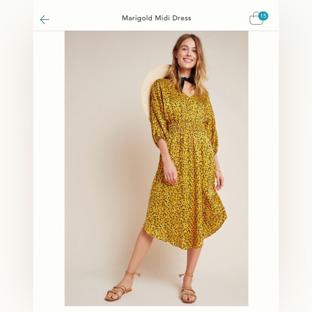 Marigold and black Anthropologie Midi Dress